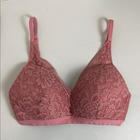 Knix Pink Sorbet Take the Plunge Lace Deep V Bralette Size S - Picture 7 of 15